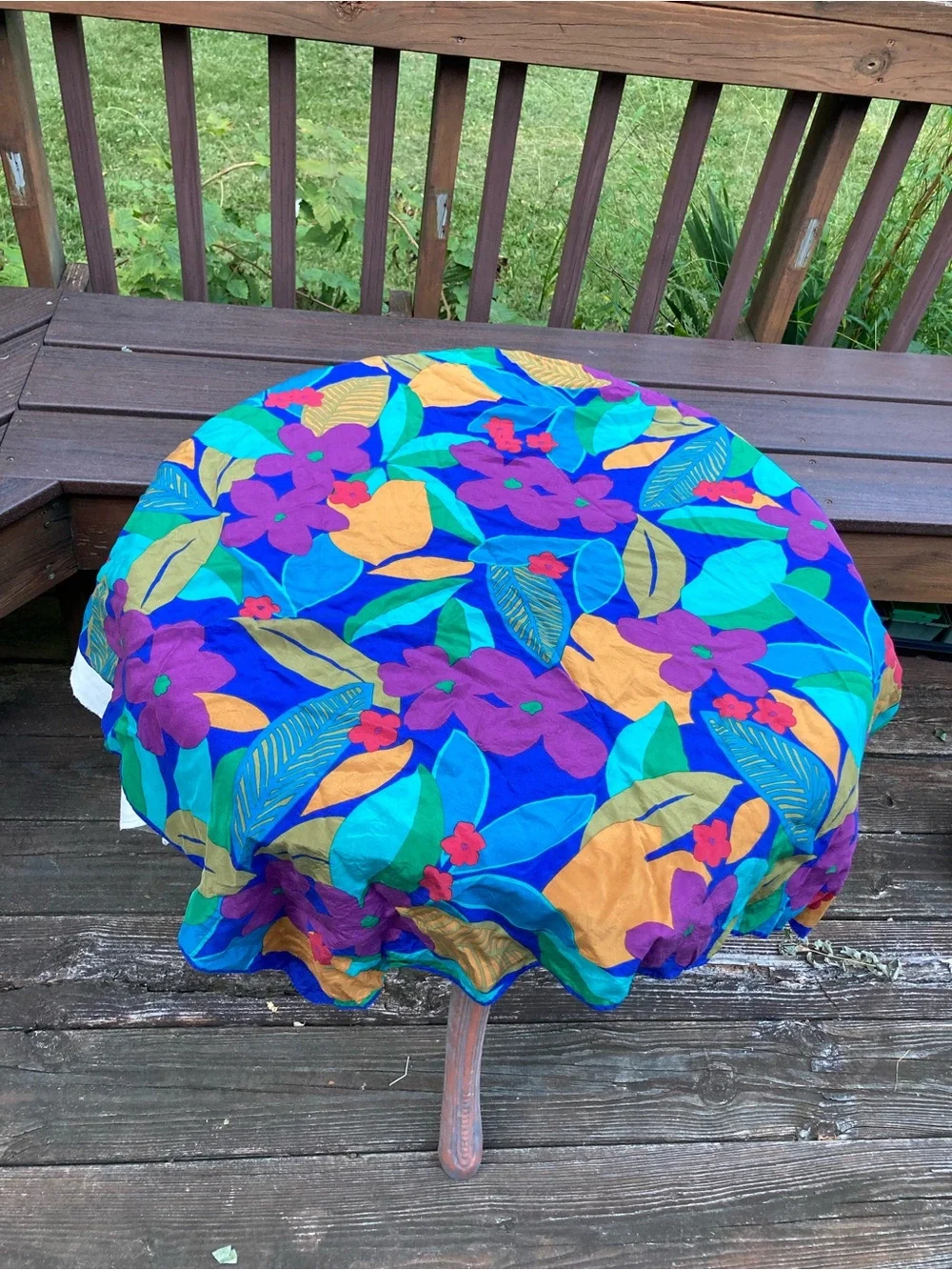 Vintage 80s 90s Large Square Silk Feel Tropical Floral Scarf 34” Colorful